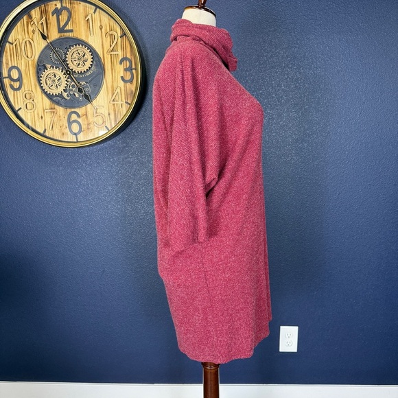 Everly Maroon Cowl Neck Sweater Tunic Mini Dress, Size Large - Picture 4 of 7